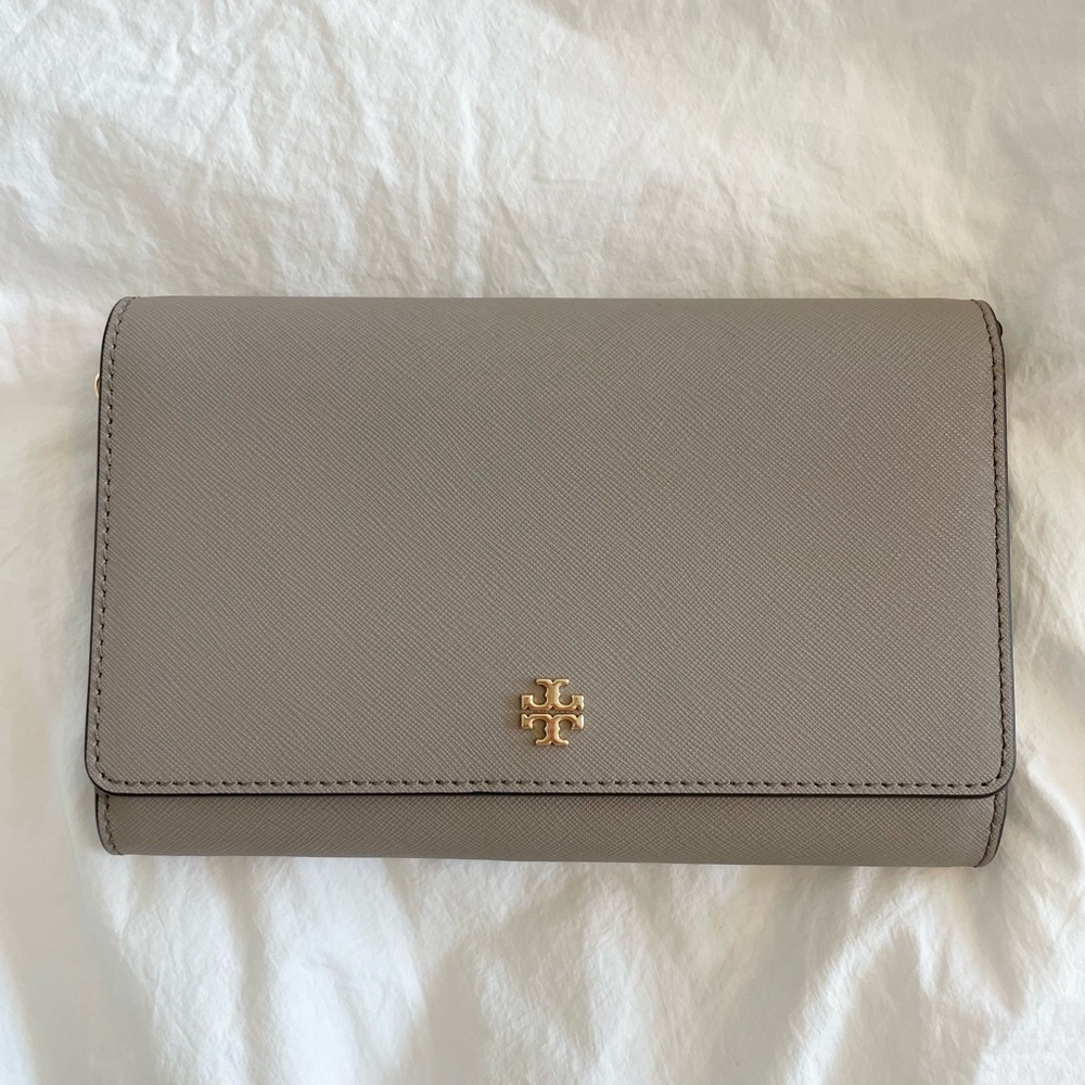 Tory Burch Gray Chain Clutch Bag